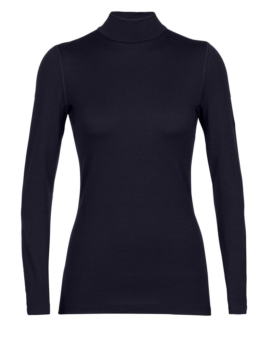 Women's Icebreaker Merino 260 Tech Long Sleeve Turtleneck Base Layers Midnight Navy | CA 1120FDNM